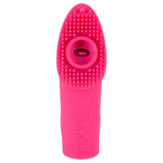 SMILE Licking - vibrační prstový stimulátor s jazýčkem a vzduchovými pulzy (růžová)