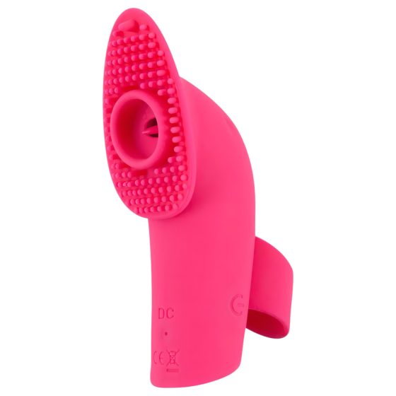 SMILE Licking - vibrační prstový stimulátor s jazýčkem a vzduchovými pulzy (růžová)