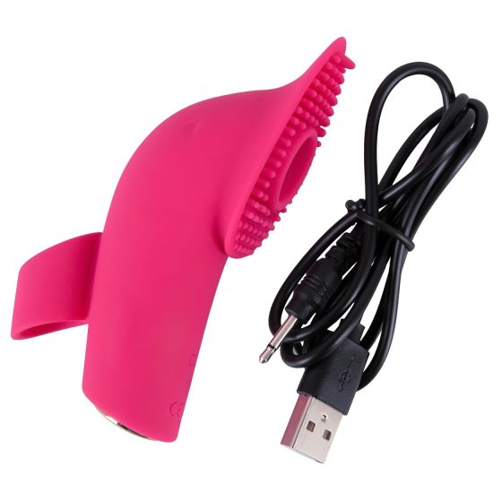 SMILE Licking - vibrační prstový stimulátor s jazýčkem a vzduchovými pulzy (růžová)