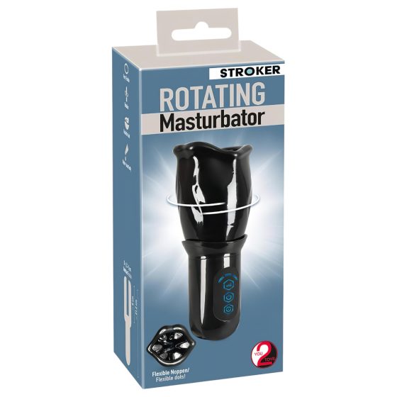 STROKER - rotační masturbátor ústa - akumulátor, otočný - černý
