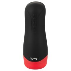   WYNE 01 - akumulátorový vibrační a hřejivý masturbátor (černý)