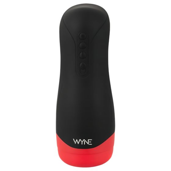 WYNE 01 - akumulátorový vibrační a hřejivý masturbátor (černý)
