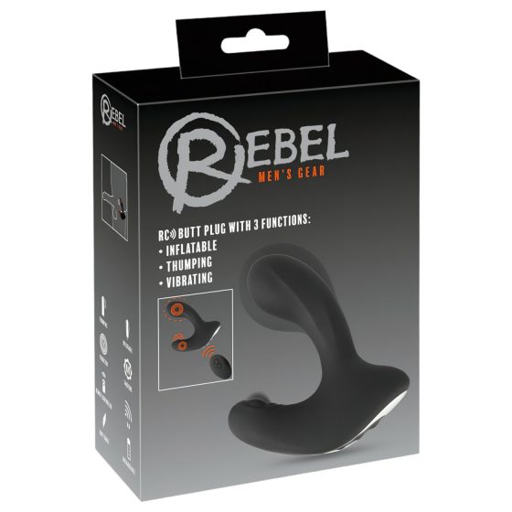 Rebel RC - dobíjecí, rádiem řízený anální vibrátor s pumpováním (černý)