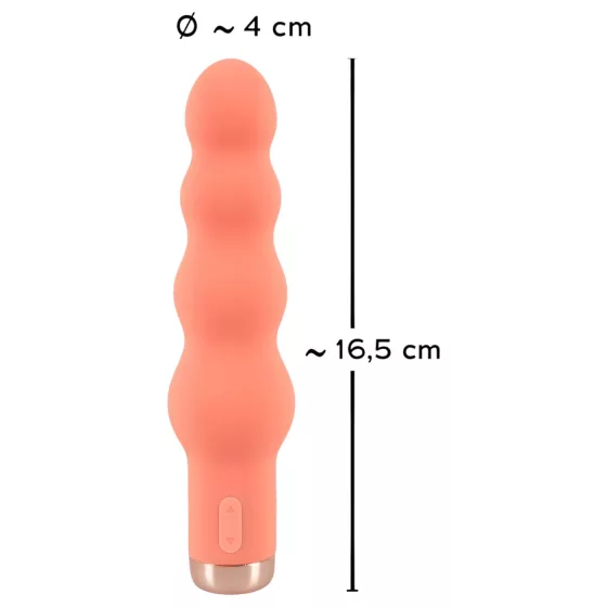 You2Toys - mini vibrátor s korálky - korálkový, broskvový