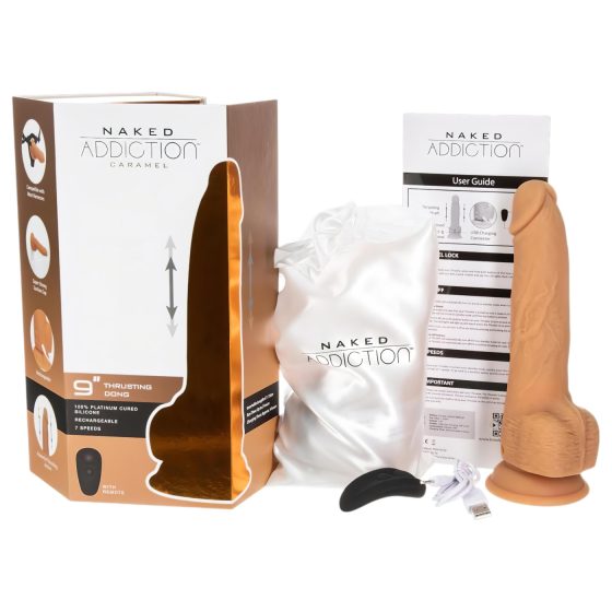 Naked Addiction Thrusting 9 - přirážecí vibrátor - tmavý (23 cm)