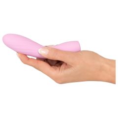   Cuties Mini 3 - akumulátorový, vodotěsný, žebrovaný vibrátor (růžový)
