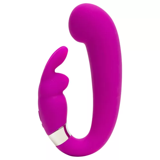 Happyrabbit - mini vibrátor na bod G s výčnělkem na klitoris - fialový, dobíjecí