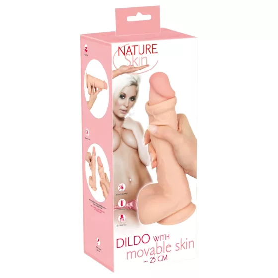 Natute Skin - dildo s kůží - 25 cm (přírodní)