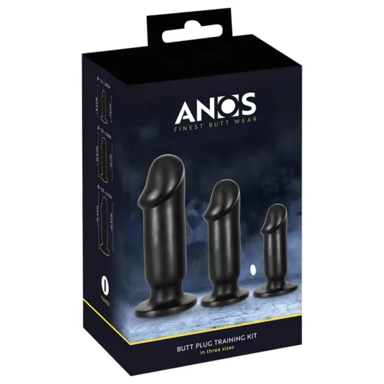 Anos Training Kit - sada análních kolíků (3dílná, černá)
