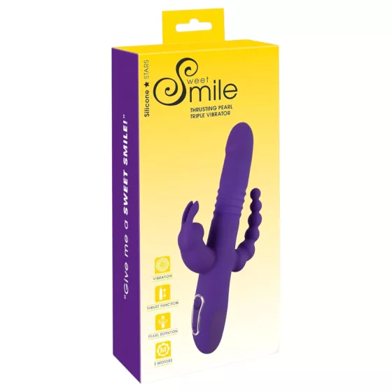 SMILE Triple - akumulátorový, trojramenný, rotačně‑tlačný vibrátor (fialový)