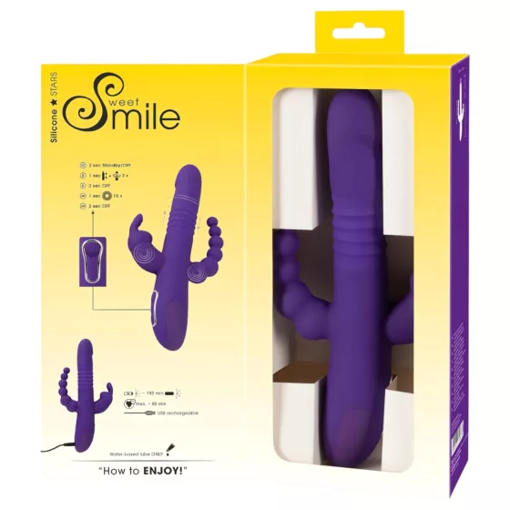 SMILE Triple - akumulátorový, trojramenný, rotačně‑tlačný vibrátor (fialový)