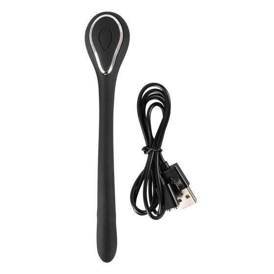 Penis Plug Dilator - dobíjecí uretrální vibrátor (1,1 cm) - černý