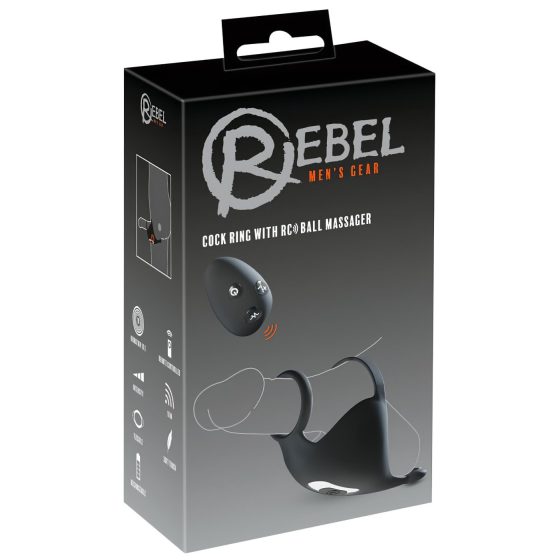 Rebel - akumulátorový penisový a varlatový vibrátor (černý)