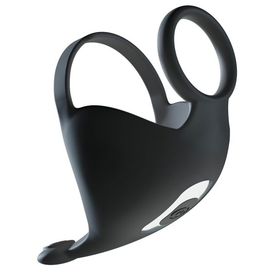 Rebel - vibrační erekční kroužek a stimulátor varlat - dobíjecí - černý