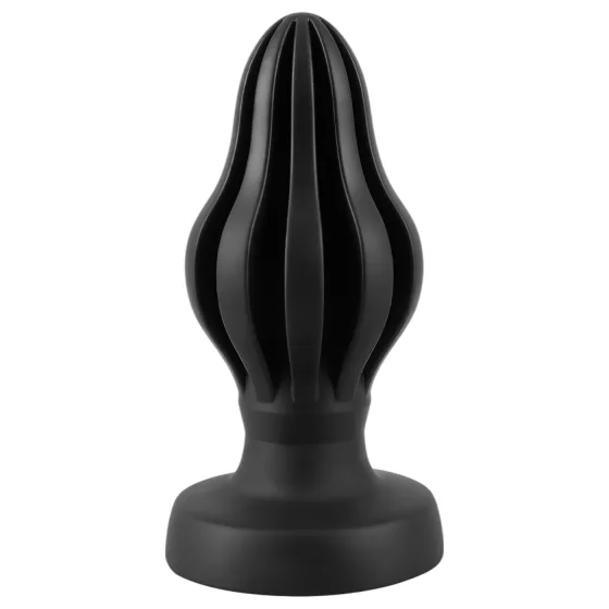 ANOS - anální kolík - měkký, drážkovaný - 7 cm, černý