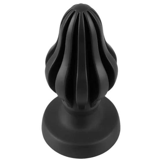 ANOS - anální kolík - měkký, drážkovaný - 7 cm, černý