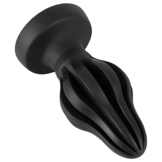 ANOS - anální kolík - měkký, drážkovaný - 7 cm, černý
