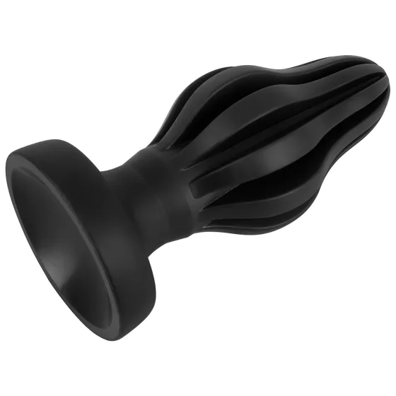 ANOS - anální kolík - měkký, drážkovaný - 7 cm, černý