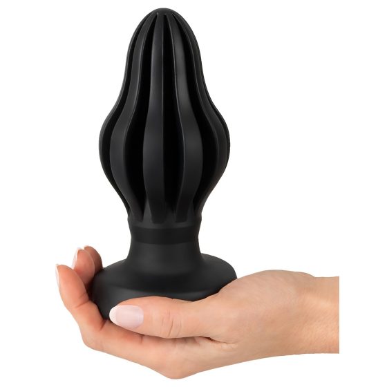 ANOS - vroubkovaný měkký anální kolík - 7 cm (černý)
