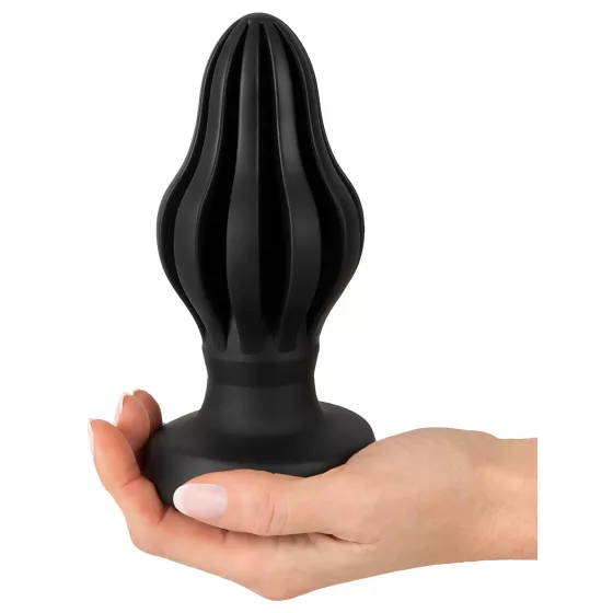 ANOS - anální kolík - měkký, drážkovaný - 7 cm, černý