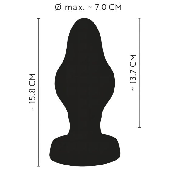 ANOS - vroubkovaný měkký anální kolík - 7 cm (černý)