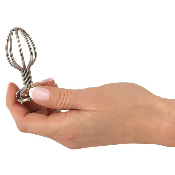 ANOS Metal (2,8 cm) - ocelový anální kolík s klecí (stříbrný)
