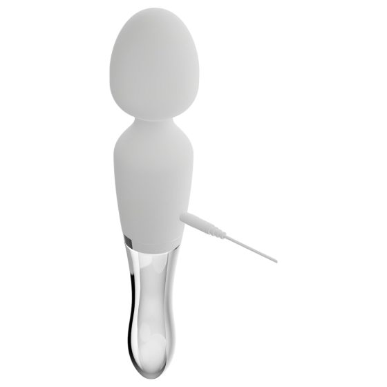 Liaison Wand - akumulátorový silikonovo-skleněný LED vibrátor (průhledný-bílý)