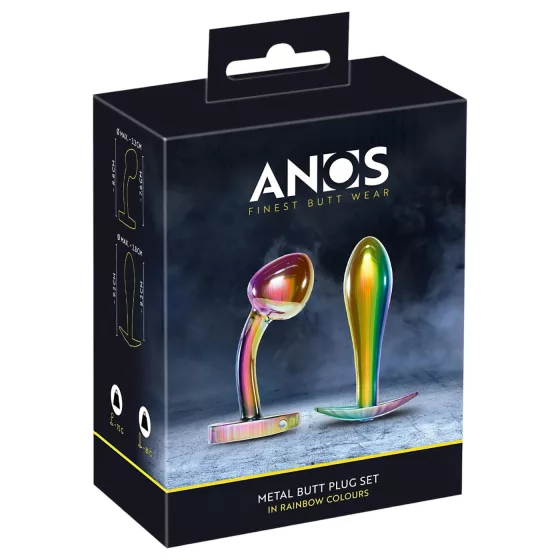 ANOS Metal Rainbow - kovový anální plug set (2dílný)