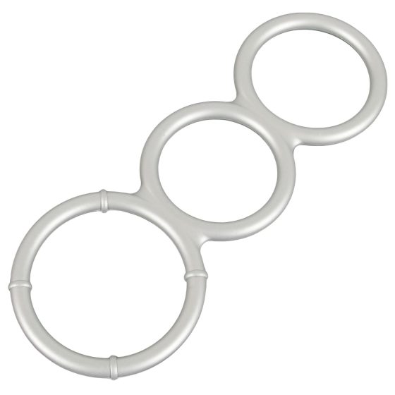 You2Toys - trojitý silikonový kroužek na penis a varlata (stříbrný)