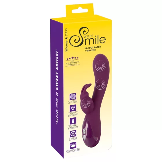 Smile - vibrátor s výběžkem na klitoris - 3 motory - dobíjecí - fialový