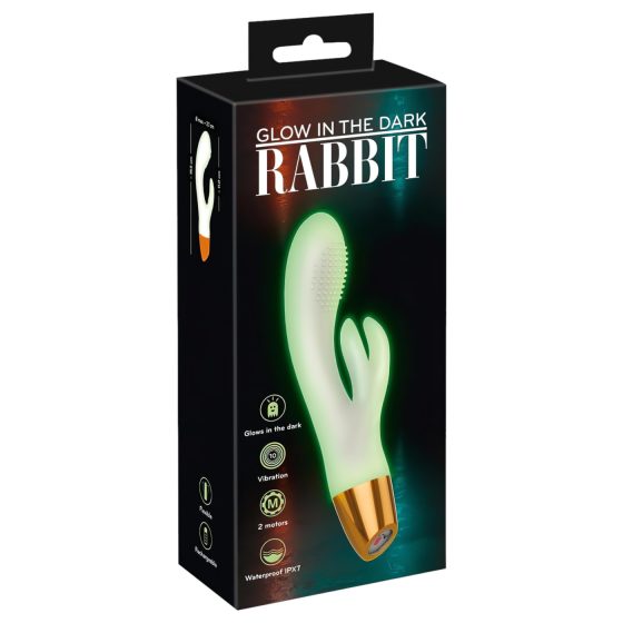 You2Toys Glow - fosforeskující vibrátor s klitorální rukojetí (bílý)
