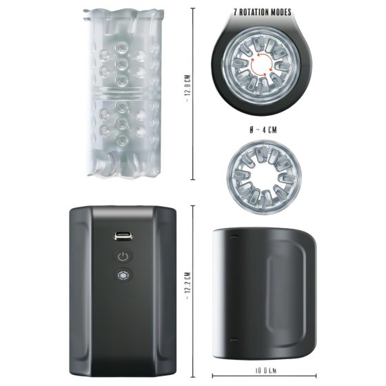 Rebel - vodotěsný rotační masturbátor - černý