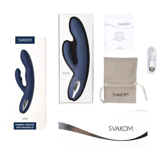 Svakom Aylin – dobíjecí, pulzující vibrátor s klitorálním ramenem (modrý)