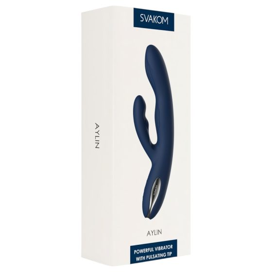 Svakom Aylin – dobíjecí, pulzující vibrátor s klitorálním ramenem (modrý)