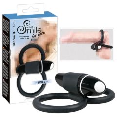   SWEET SMILE Skill - vibračný krúžok na penis a semenníky (černý)