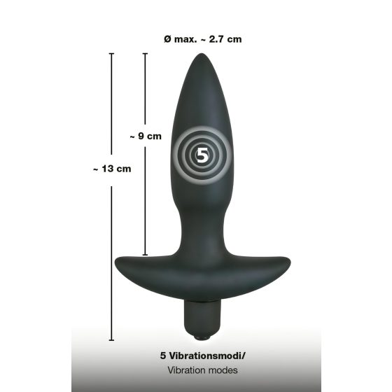 Černý samet anální plug vibrátor - malý