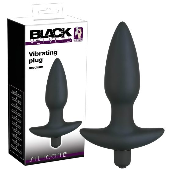 Černý samet anální plug vibrátor - střední