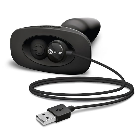 b-Vibe - rotační perlový, nabíjecí anální vibrátor (černý)