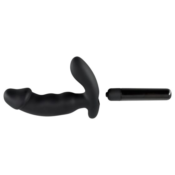 Rebel - prostatický vibrátor s penisem (černý)