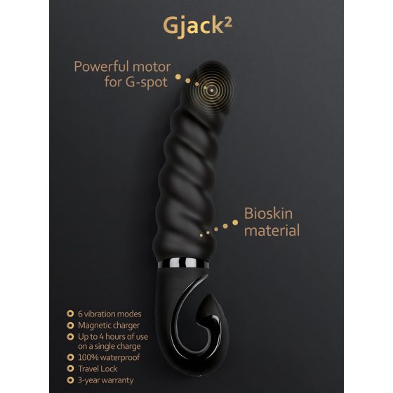 Gvibe G-jack 2 - dobíjecí, vodotěsný silikonový vibrátor (černý)