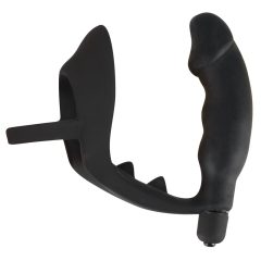   You2Toys Black Velvets Ring& Vibro Plug - krúžok na penis a semenníky s análným vibrátorom (čierny)
