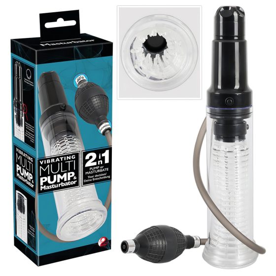 You2Toys - 2v1 - pumpa na penis a masturbátor v jednom (průhledný)