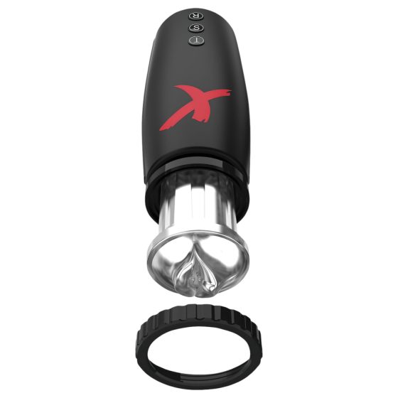 PDX Moto Kouzlo - sací, pohybující se rty masturbátor (černý)