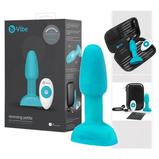 b-Vibe Rimming - anální vibrátor s rotujícími kuličkami (tyrkysový)