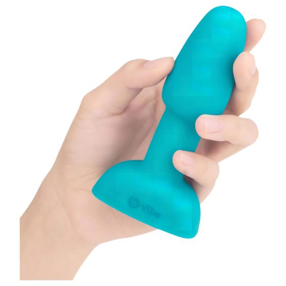 b-Vibe Rimming - anální vibrátor s rotujícími kuličkami (tyrkysový)