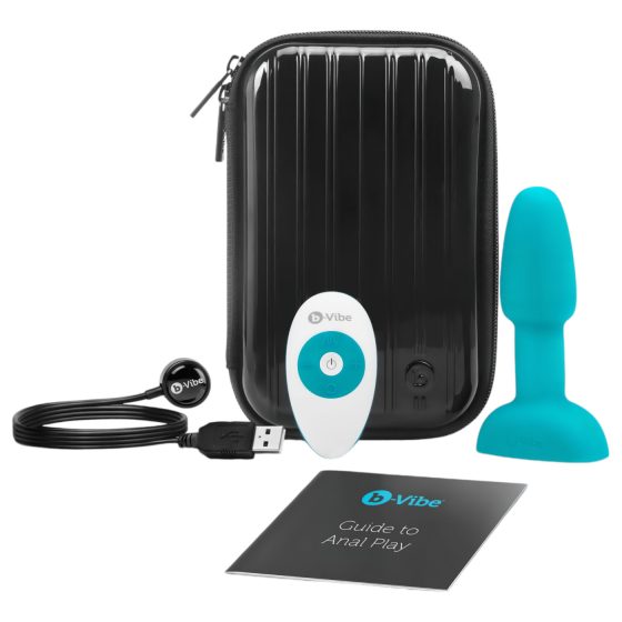 b-Vibe Rimming - anální vibrátor s rotujícími kuličkami (tyrkysový)