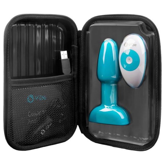 b-Vibe Rimming - anální vibrátor s rotujícími kuličkami (tyrkysový)