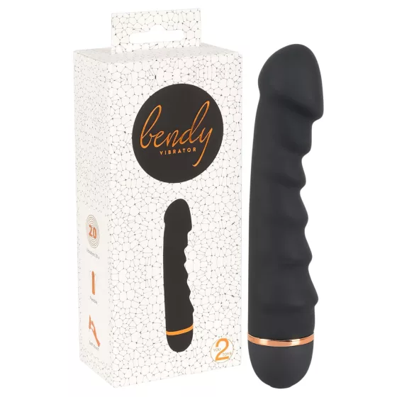You2Toys - vibrátor s vlnkami - ohebný, žebrovaný - černý