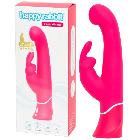 Happyrabbit G-spot - vodotěsný vibrátor s klitorálním ramenem (růžový)