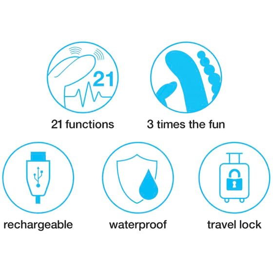 Happyrabbit Triple - vibrátor na klitoris a anální stimulaci - dobíjecí černý